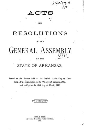 Cover for Acts and Resolutions of the General Assembly ...