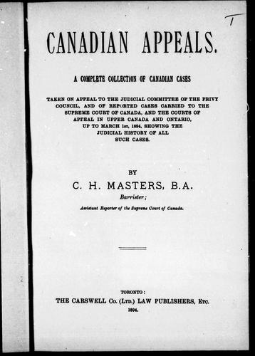 Cover for Canadian appeals