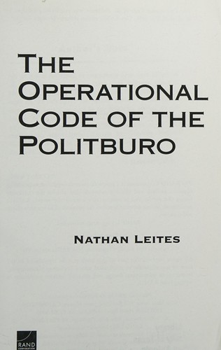 Cover for The Operational Code of the Politburo