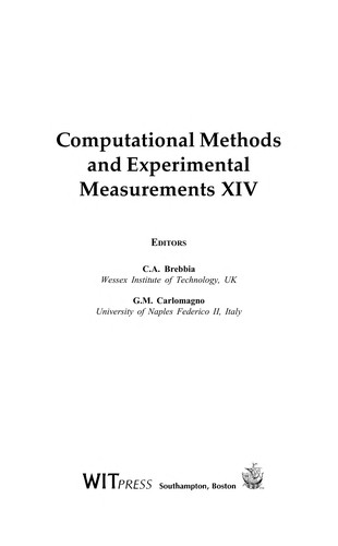 Cover for Computational methods and experimental measurements XIV