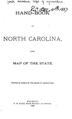 Cover for Hand Book of North Carolina, with Map of the State