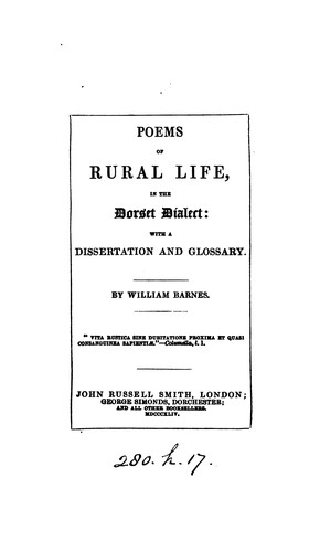 Cover for Poems of rural life, in the Dorset dialect, with a glossary
