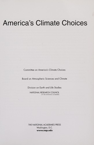 Cover for America's Climate Choices