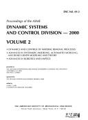 Cover for Proceedings of the ASME Dynamic Systems and Control Division--2000