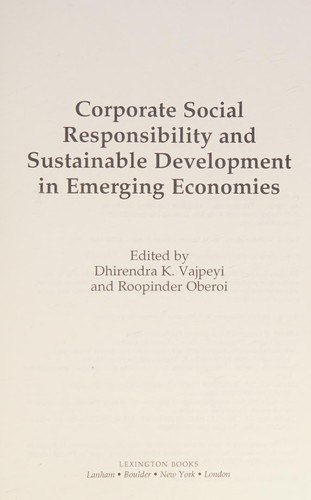 Cover for Corporate Social Responsibility and Sustainable Development in Emerging Economies