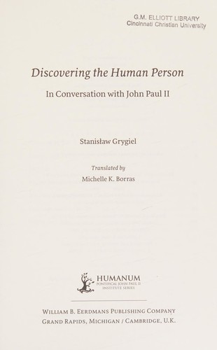 Cover for Discovering the human person