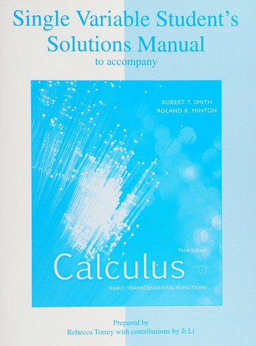 Cover for Student's Solutions Manual to accompany Calculus, Single Variable