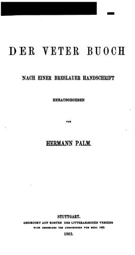 Cover for Der Veter Buoch: Nach einer Breslauer Handschrift