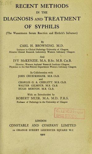 Cover for Recent methods in the diagnosis and treatment of syphilis