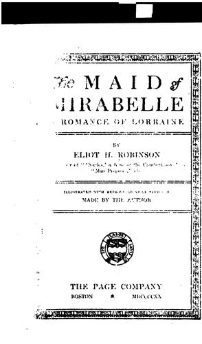 Cover for The maid of Mirabelle