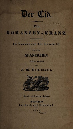 Cover for Der Cid