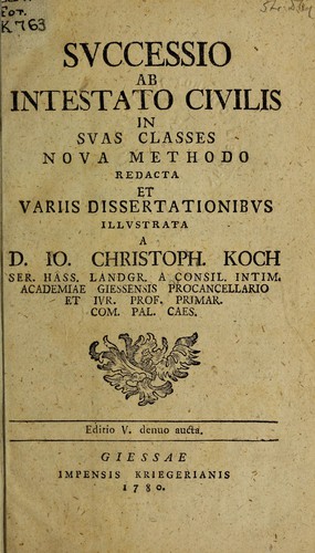 Cover for Successio ab intestato civilis in suas classes