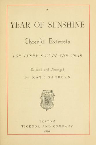 Cover for A year of sunshine