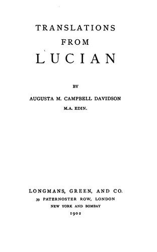 Cover for Translations from Lucian
