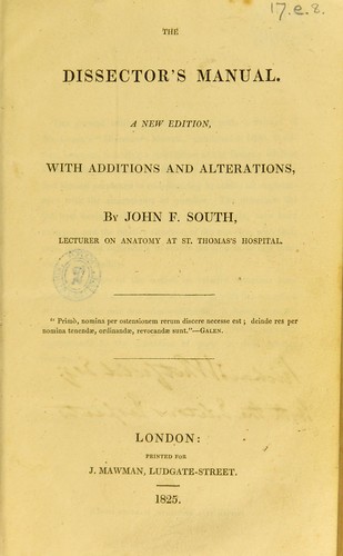 Cover for The dissector's manual