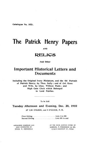 Cover for The Patrick Henry papers