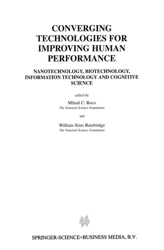 Cover for Converging Technologies for Improving Human Performance