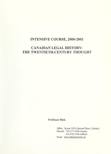 Cover for Canadian legal history