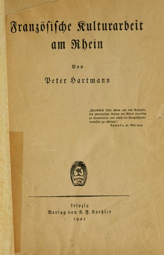Cover for Französische Kulturarbeit am Rhein