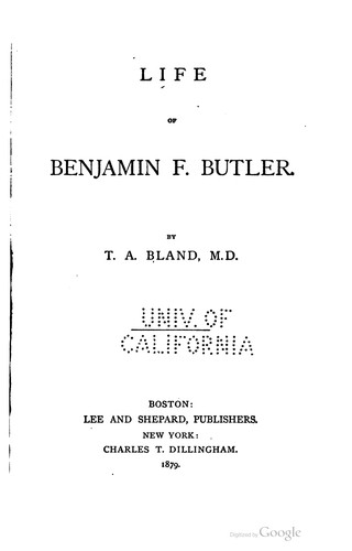 Cover for Life of Benjamin F. Butler.