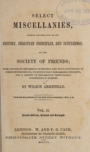 Cover for Select miscellanies, chiefly illustrative of the history