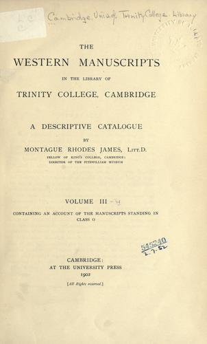 Cover for The western manuscripts in the library of Trinity College, Cambridge