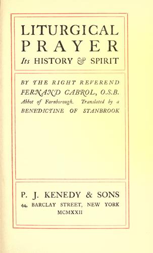 Cover for Liturgical prayer