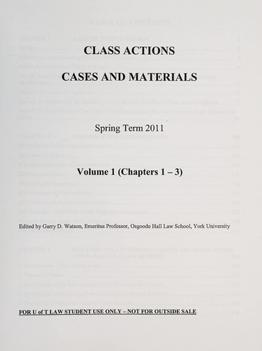 Cover for Class actions