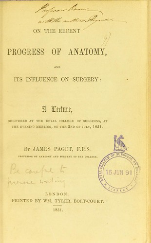 Cover for On the recent progress of anatomy, and its influence on surgery