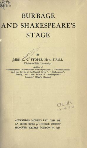 Cover for Burbage and Shakespeare's stage.