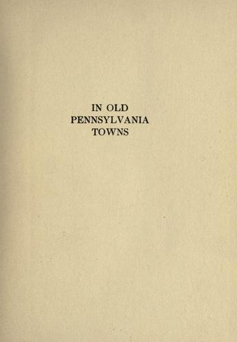 Cover for In old Pennsylvania towns