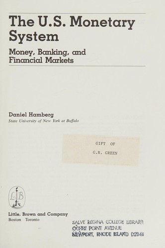 Cover for The U.S. monetary system