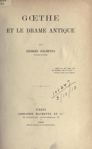 Cover for Goethe et le drame antique.