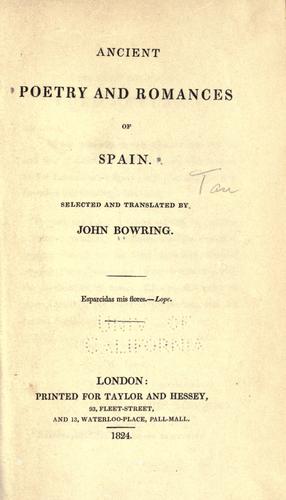 Cover for Ancient poetry and romances of Spain
