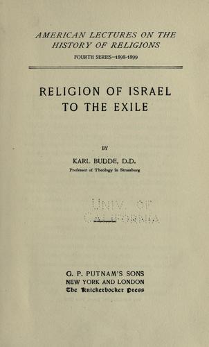 Cover for The religion of Israel to the exile