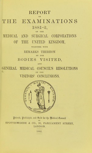 Cover for Report on the examinations 1881-2 of the medical and surgical corporations of the United Kingdom