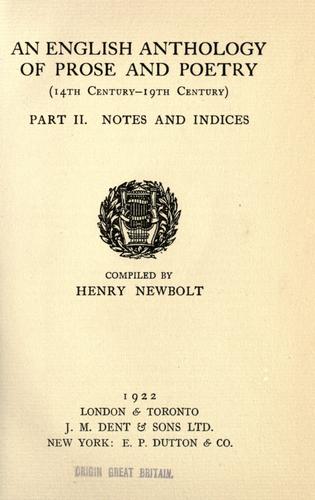 Cover for An english anthology of prose and poetry (14th century - 19th century).