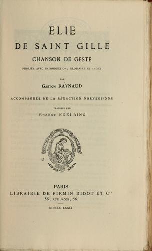 Cover for Élie de Saint Gille