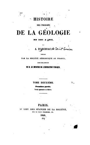 Cover for Histoire des progrès de la géologie de 1834 à [1859]