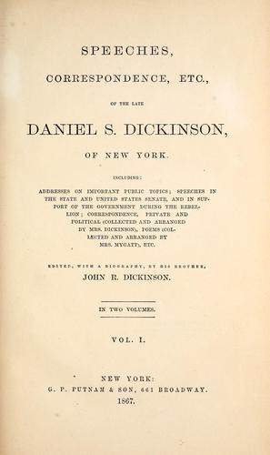 Cover for Speeches, correspondence, etc., of the late Daniel S. Dickinson of New York.
