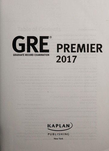 Cover for GRE Graduate Record Examination premier 2017