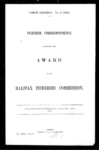 Cover for Further correspondence respecting the award of the Halifax Fisheries Commission