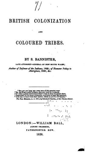 Cover for British Colonization and Coloured Tribes