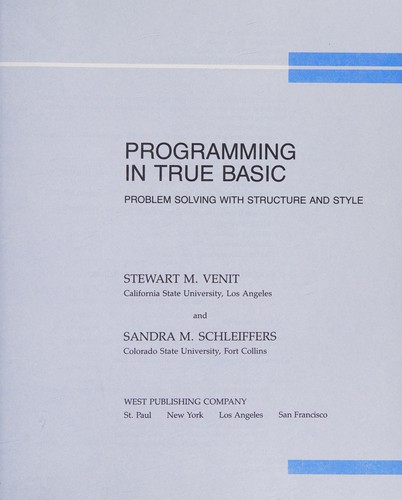 Cover for Programming in True BASIC