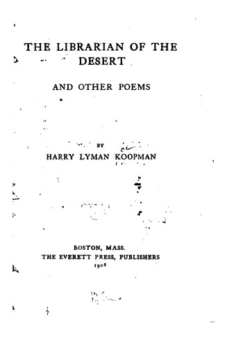 Cover for The librarian of the desert, and other poems
