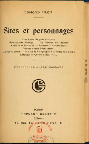 Cover for Sites et personnages
