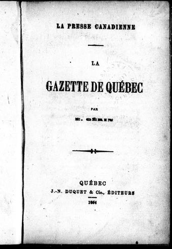 Cover for La Gazette de Québec