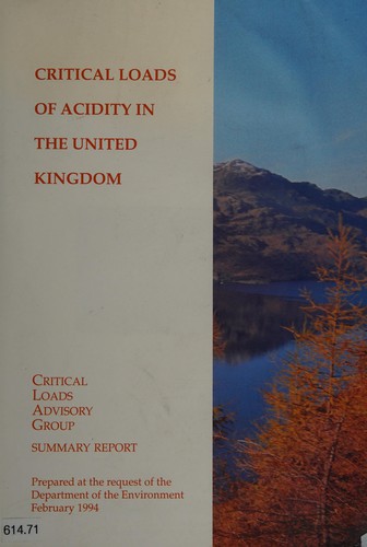 Cover for Critical loads of acidity in the United Kingdom
