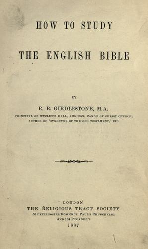 Cover for How to study the English Bible