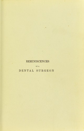 Cover for Reminiscences of a dental surgeon